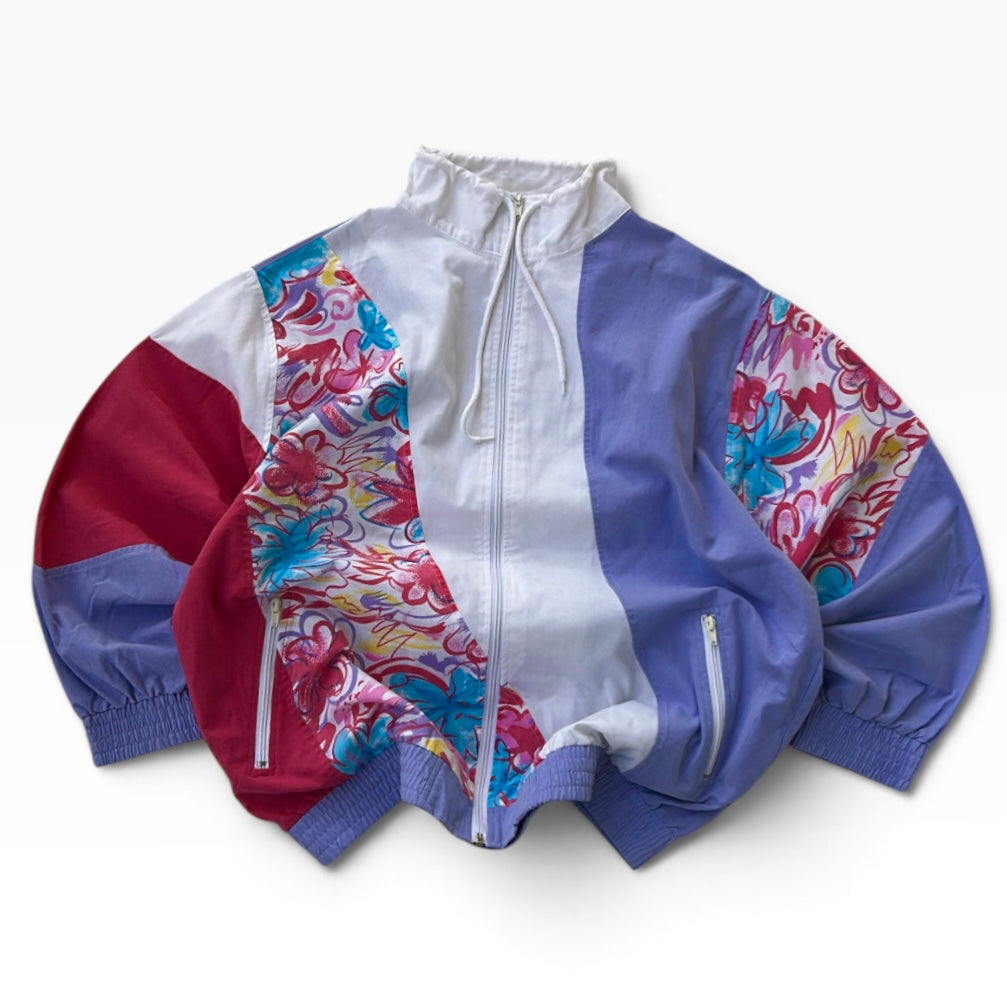 Floral crazy fleece full zip jacket