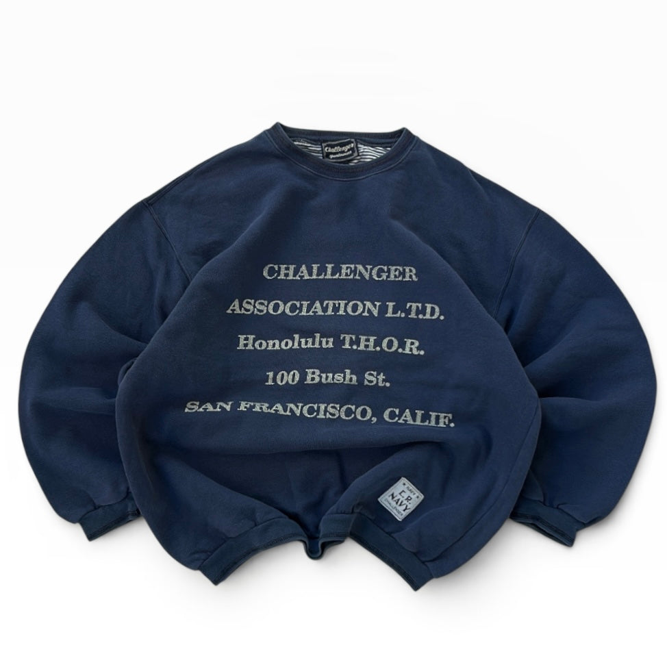 Text graphic dusty blue sweatshirt