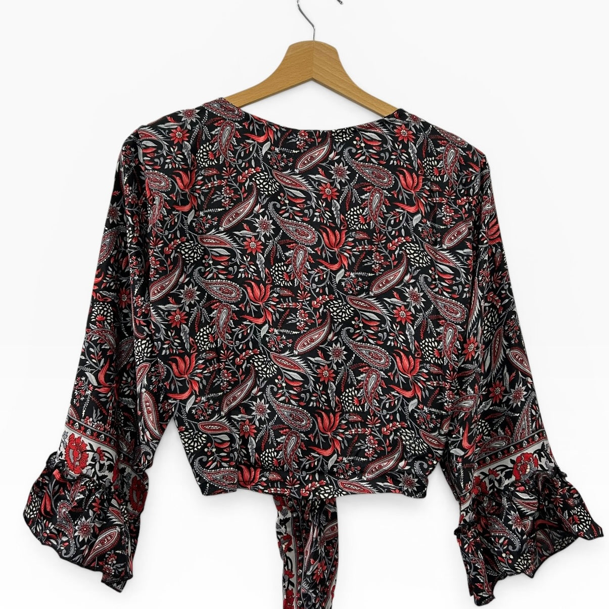 Dead stock retro red x black coloublock tie top