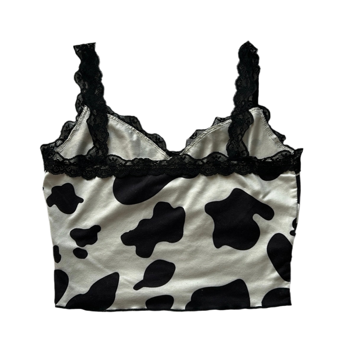 Lace Trim Cow Print Cami