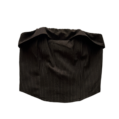 Office Siren Strapless Choco Brown Stripped Corset Style Top (Side Zip)