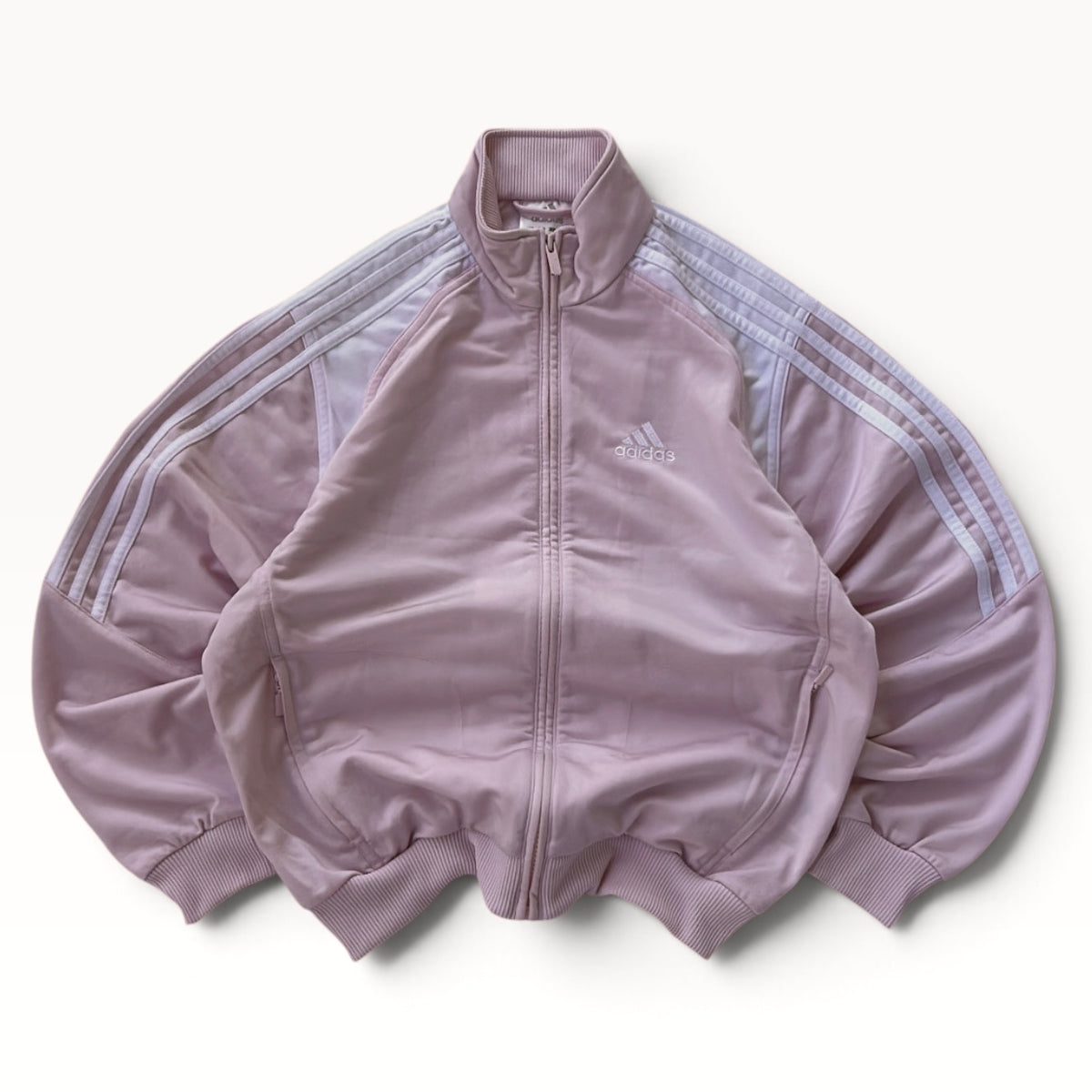 Adidas baby pink waist length track jacket