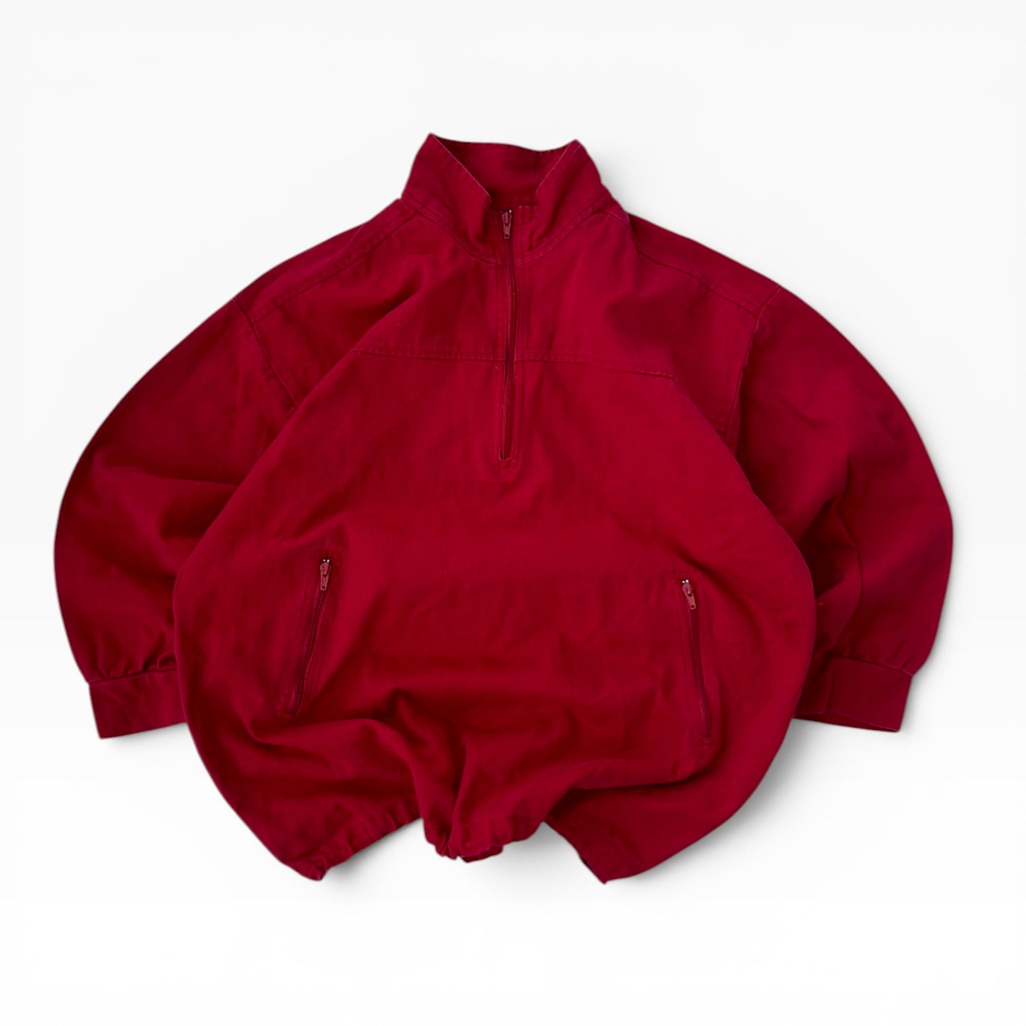 Smocks vintage 1/4 Zip hot red denim adjustable overtop