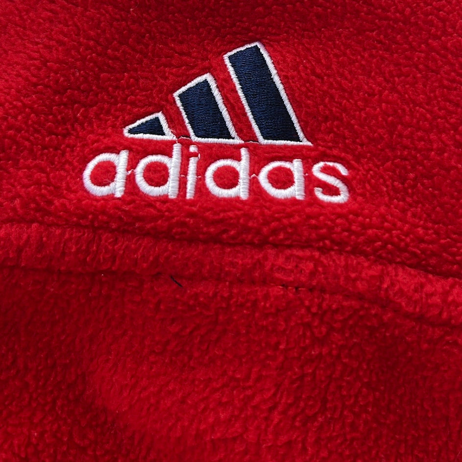 Adidas originals three stripe hot red adjustable 1/4 zip fleece