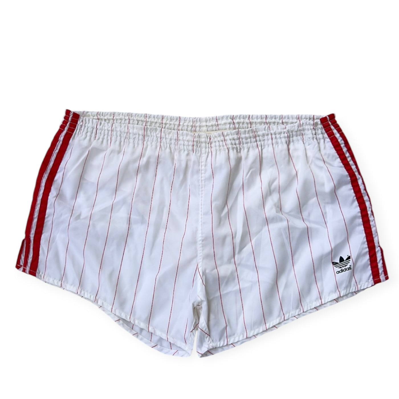Adidas red stripe vintage booty shorts (adjustable waist)