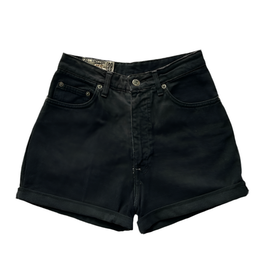 Uniform High-Waisted Black Denim Shorts