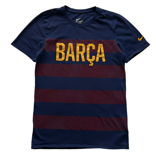 Vintage Nike FC Barcelona “BARÇA” Tee – Claret & Blue Stripes – The Nike Tee Tag