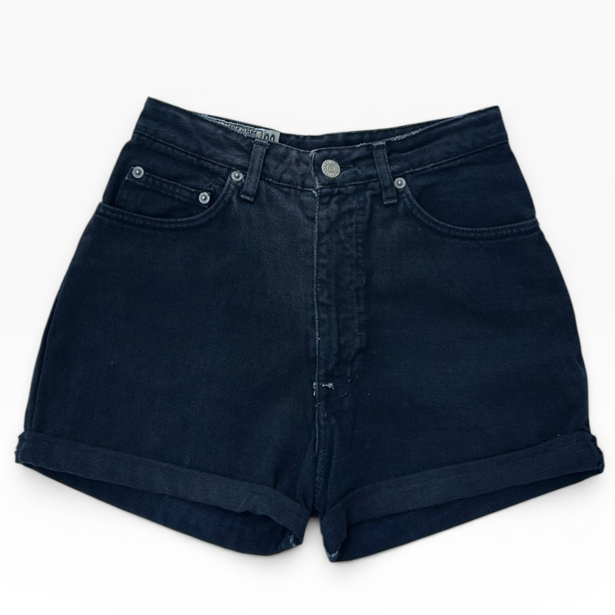 Uniform high waisted black denim shorts
