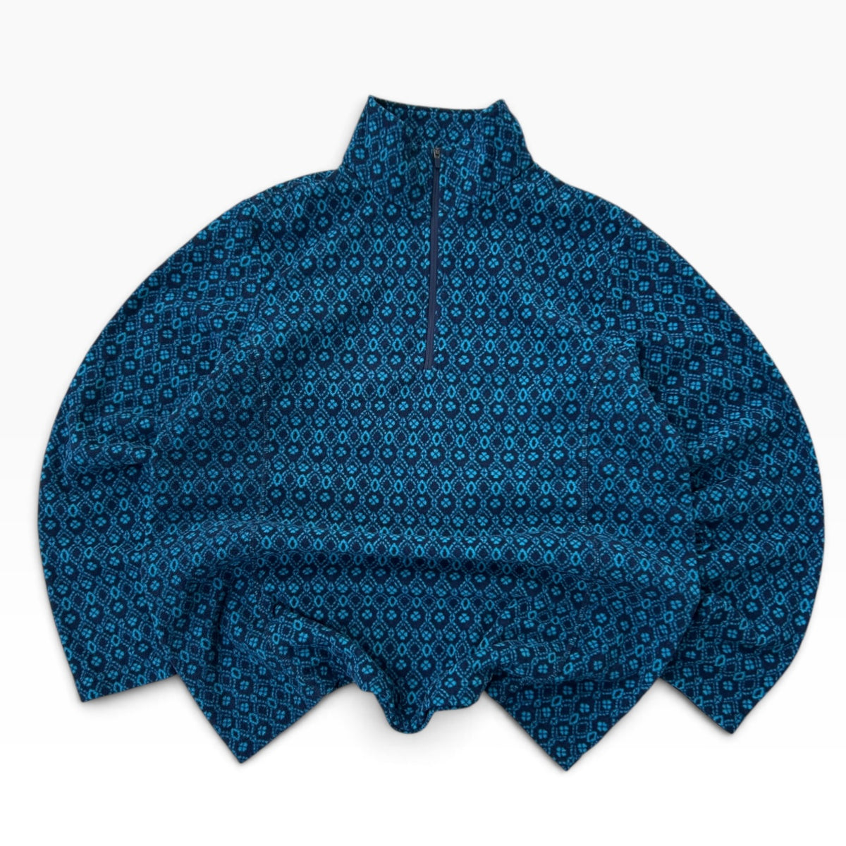 1/4 Zip petrol patterned fleece