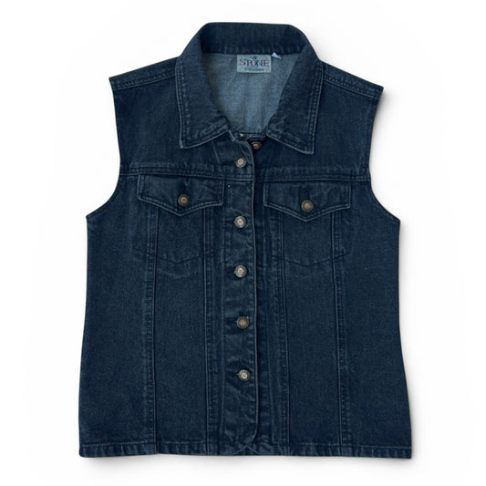STONE black vintage denim vest jacket