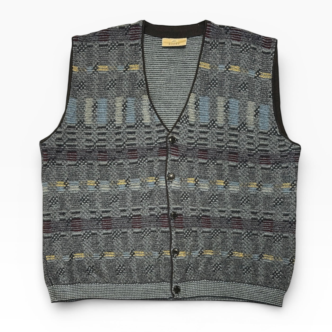 Rodes Pattern led knitted full button vest cardigan