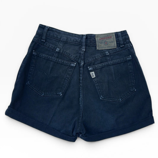 Uniform high waisted black denim shorts