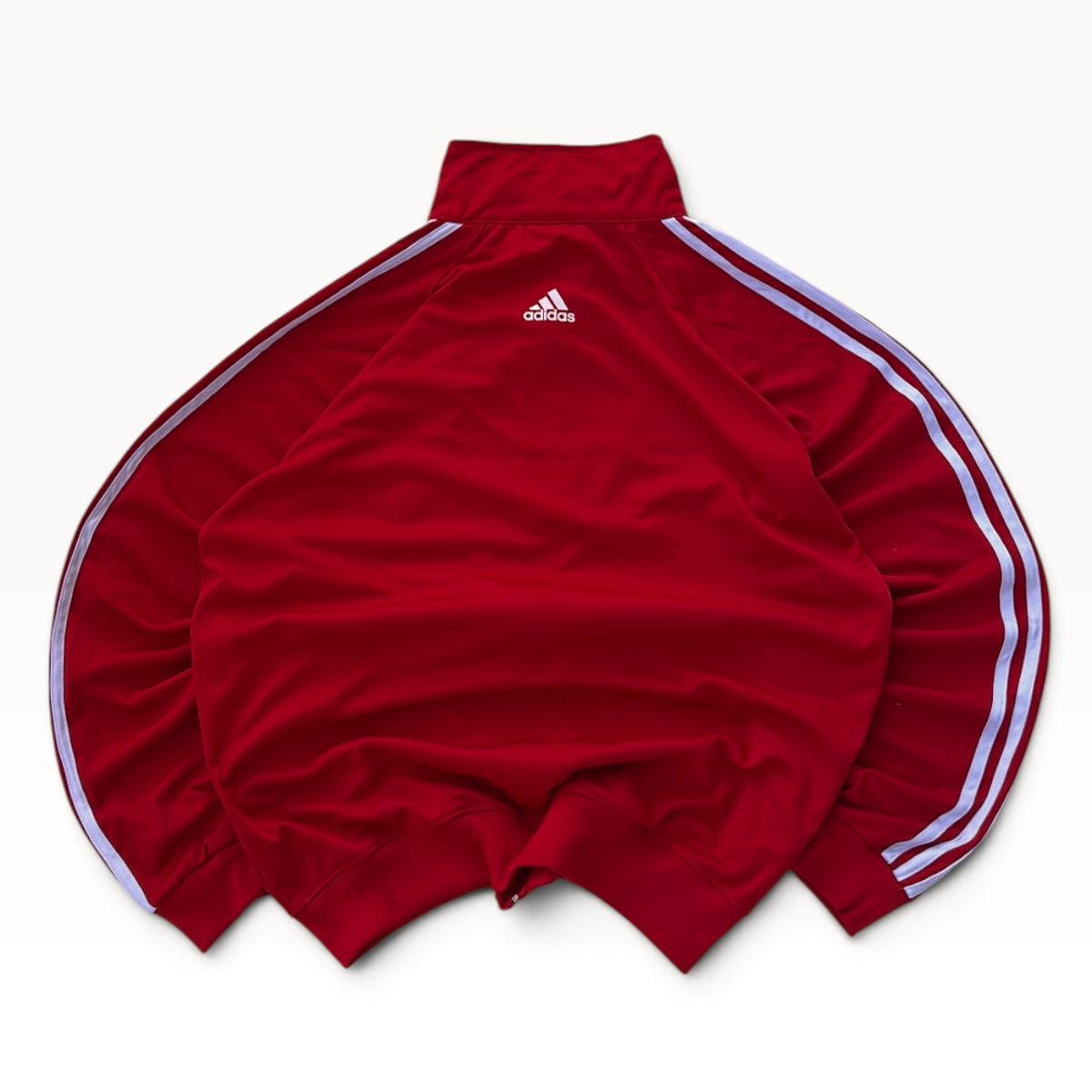 Adidas three stripe hot red full zip track jacket