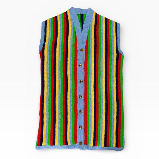 Colourful Knitted long vest button up cardigan