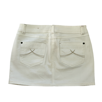 “Denim Life By Pimkie “ White Elastic Denim Mini Skirt
