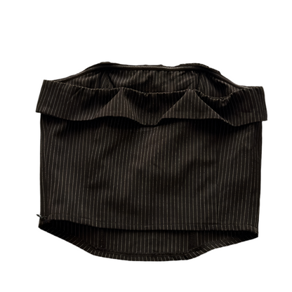 Office Siren Strapless Choco Brown Stripped Corset Style Top (Side Zip)