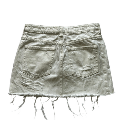 Distressed White Denim Mini Skirt