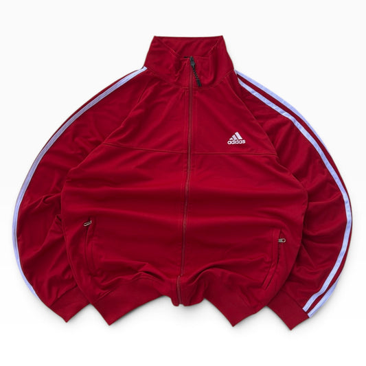 Adidas three stripe hot red full zip track jacket