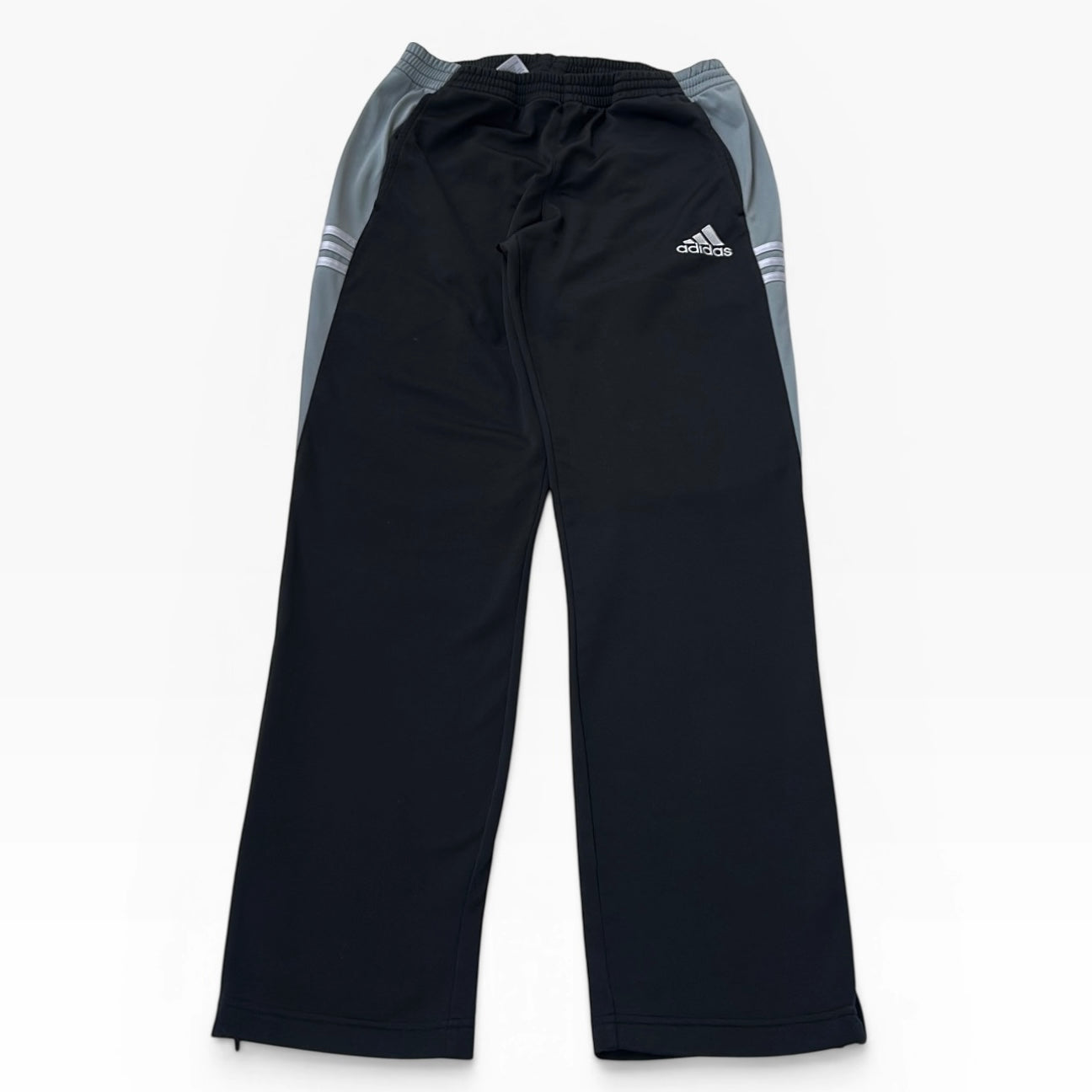 Adidas Grey side detail black track pants