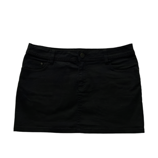 Black Elastic Denim Mini Skirt