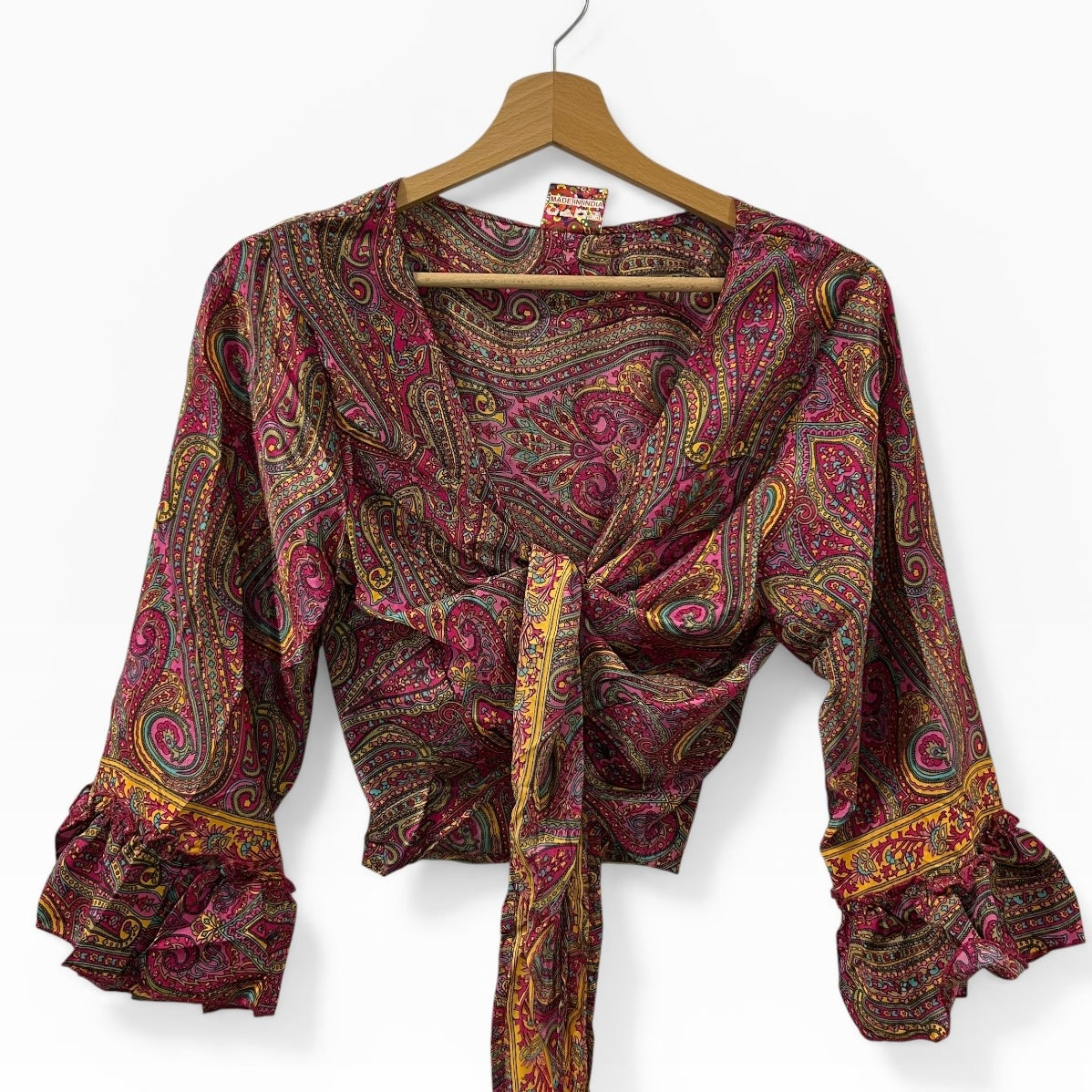 Dead stock retro warm tones coloublock tie top