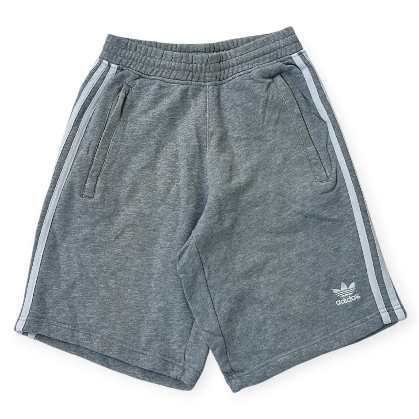 Adidas grey three stripe shorts (Adjustable waist)