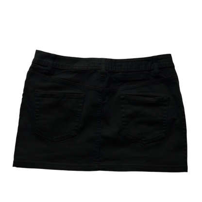Black Elastic Denim Mini Skirt