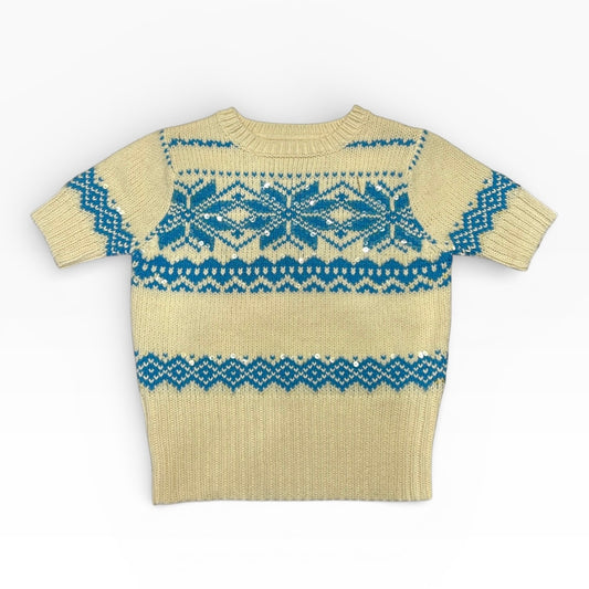 Snowflake knitted short sleeve top
