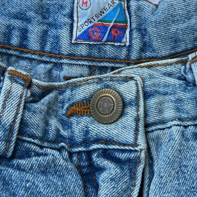 Denim high waisted vintage pleated bermuda shorts
