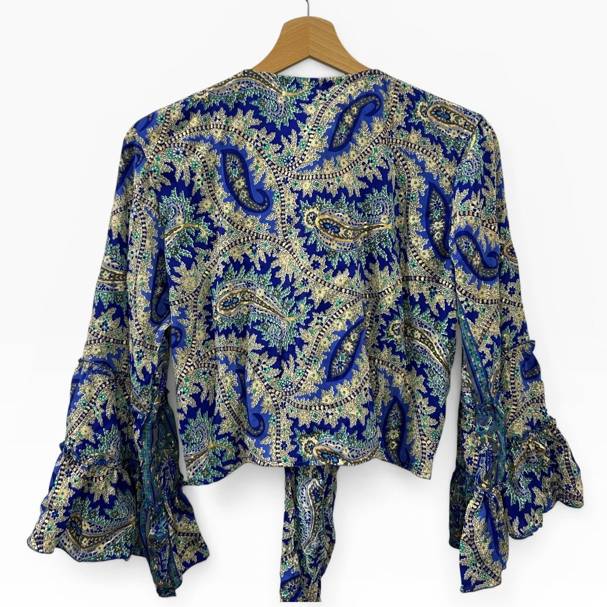 Dead stock retro coloublock royal blue x gold  tie top