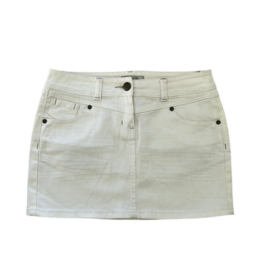 “Denim Life By Pimkie “ White Elastic Denim Mini Skirt