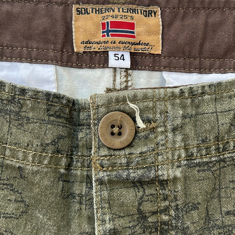 Southern territory khaki cargo bermuda shorts