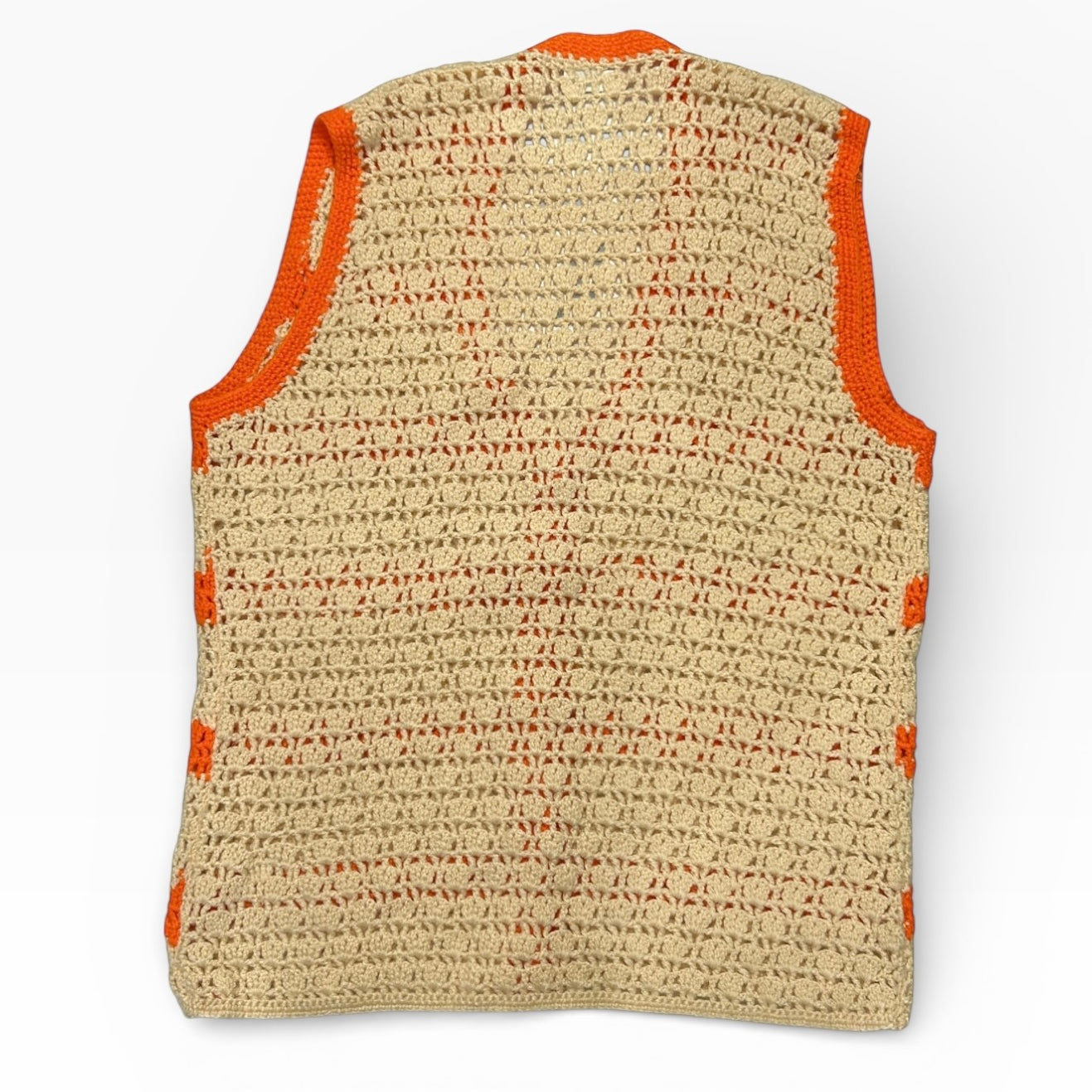 Orange x Beige Knitted button Up vest top