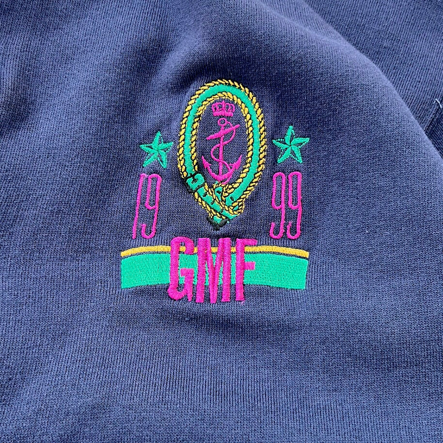 Vintage navy cardigan with embroidered logo