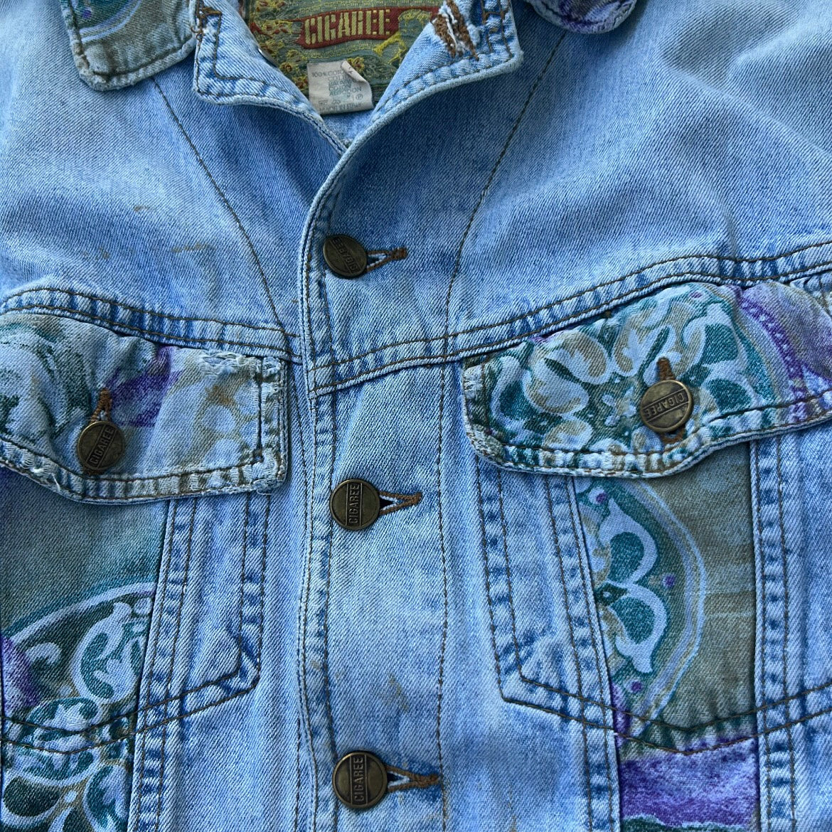 CICAREE vintage graphic cropped jacket