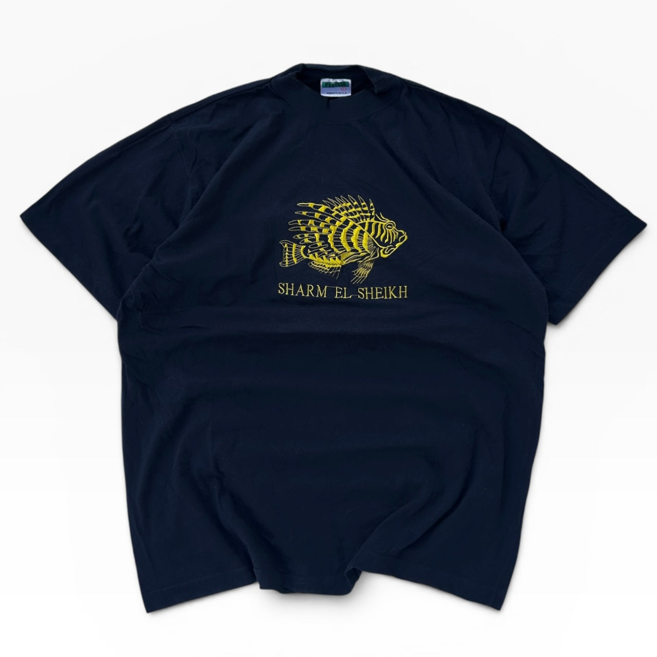 Sharm El Sheikh embroidered fish navy tee (100% cotton)