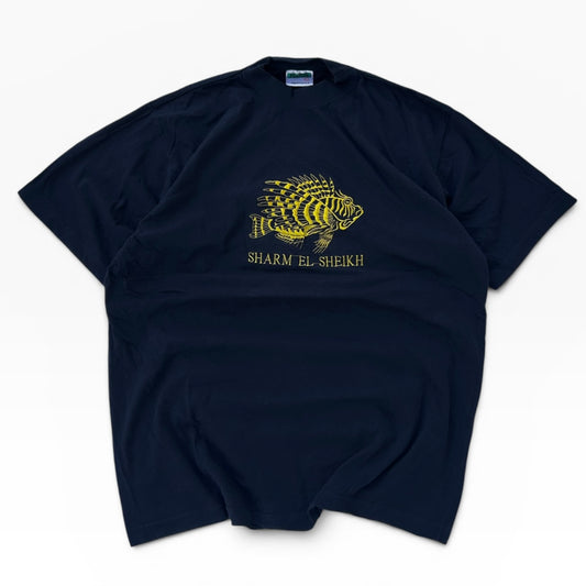 Sharm El Sheikh embroidered fish navy tee (100% cotton)