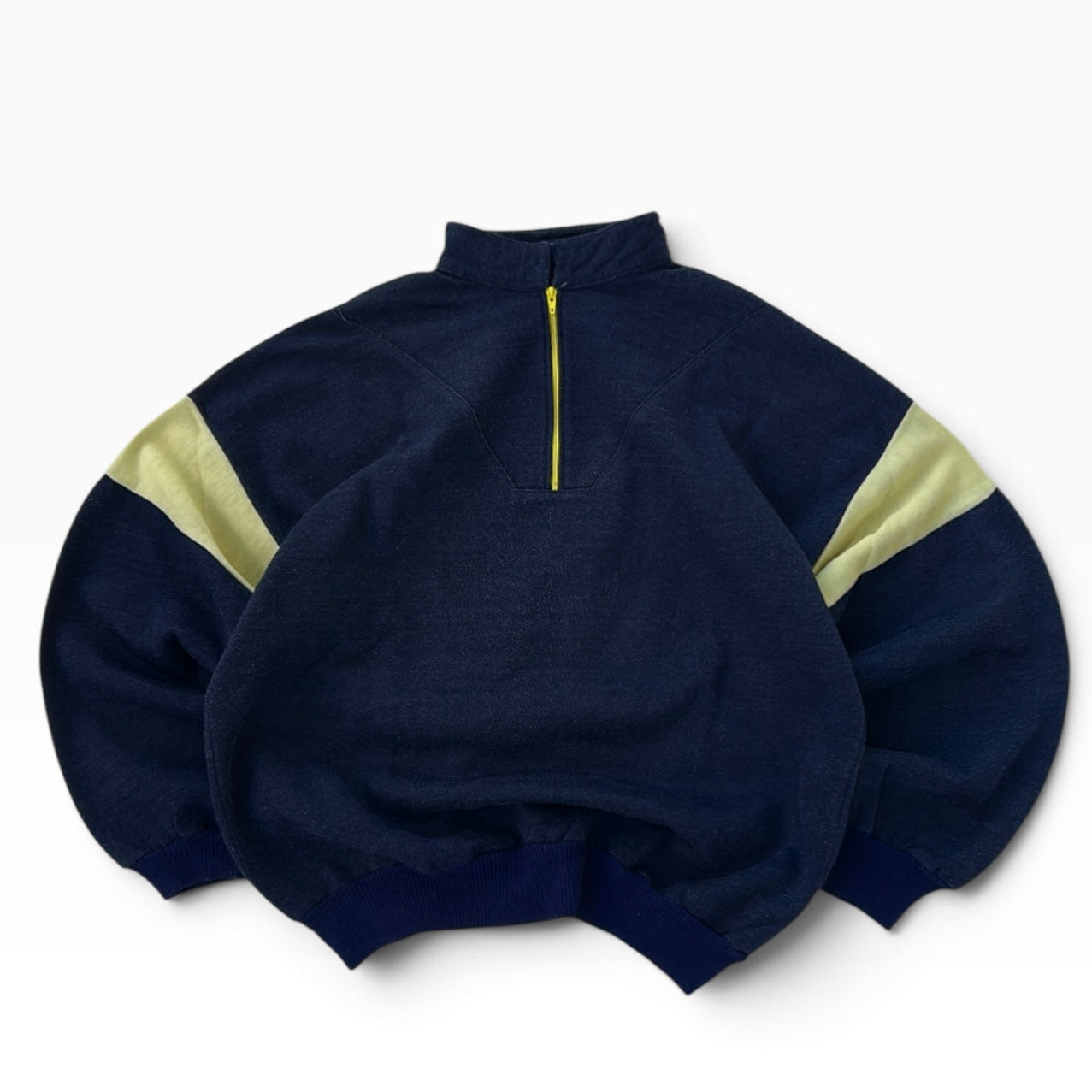 Navy x baby yellow 1/4 zip sweatshirt