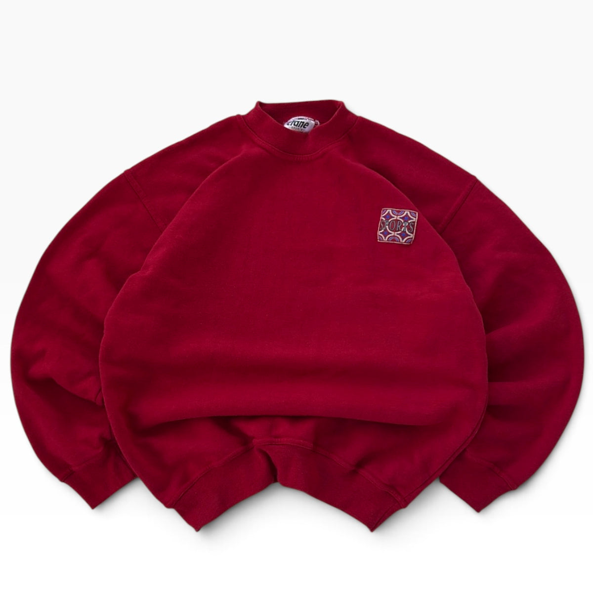 Graphic patch hot red sweatshirt