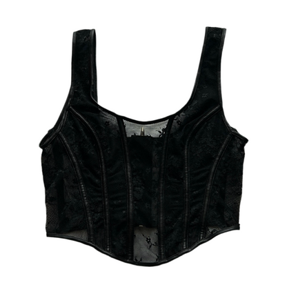 Lace Trim Corset Style Top with back zip-up