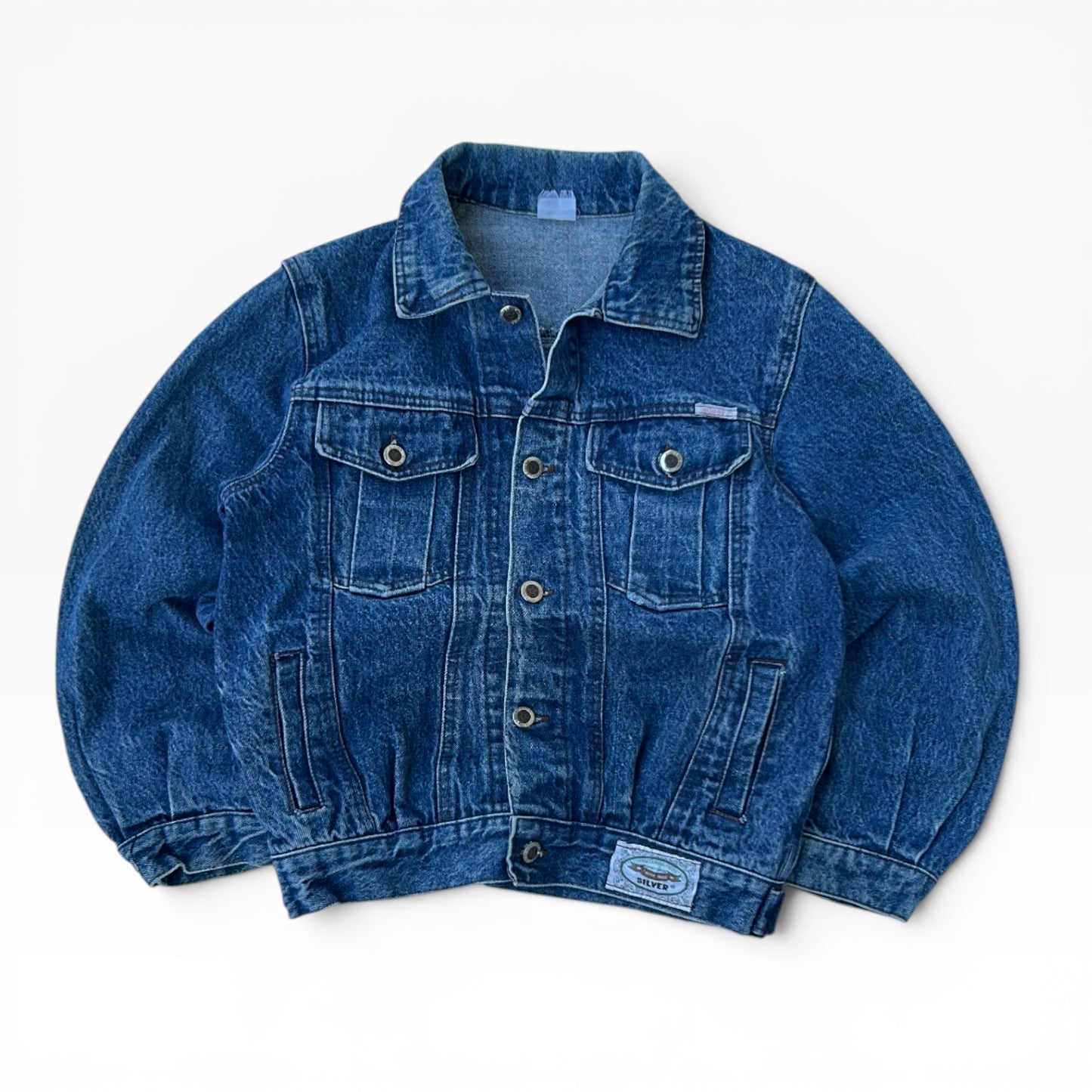 Silver dark wash denim jacket