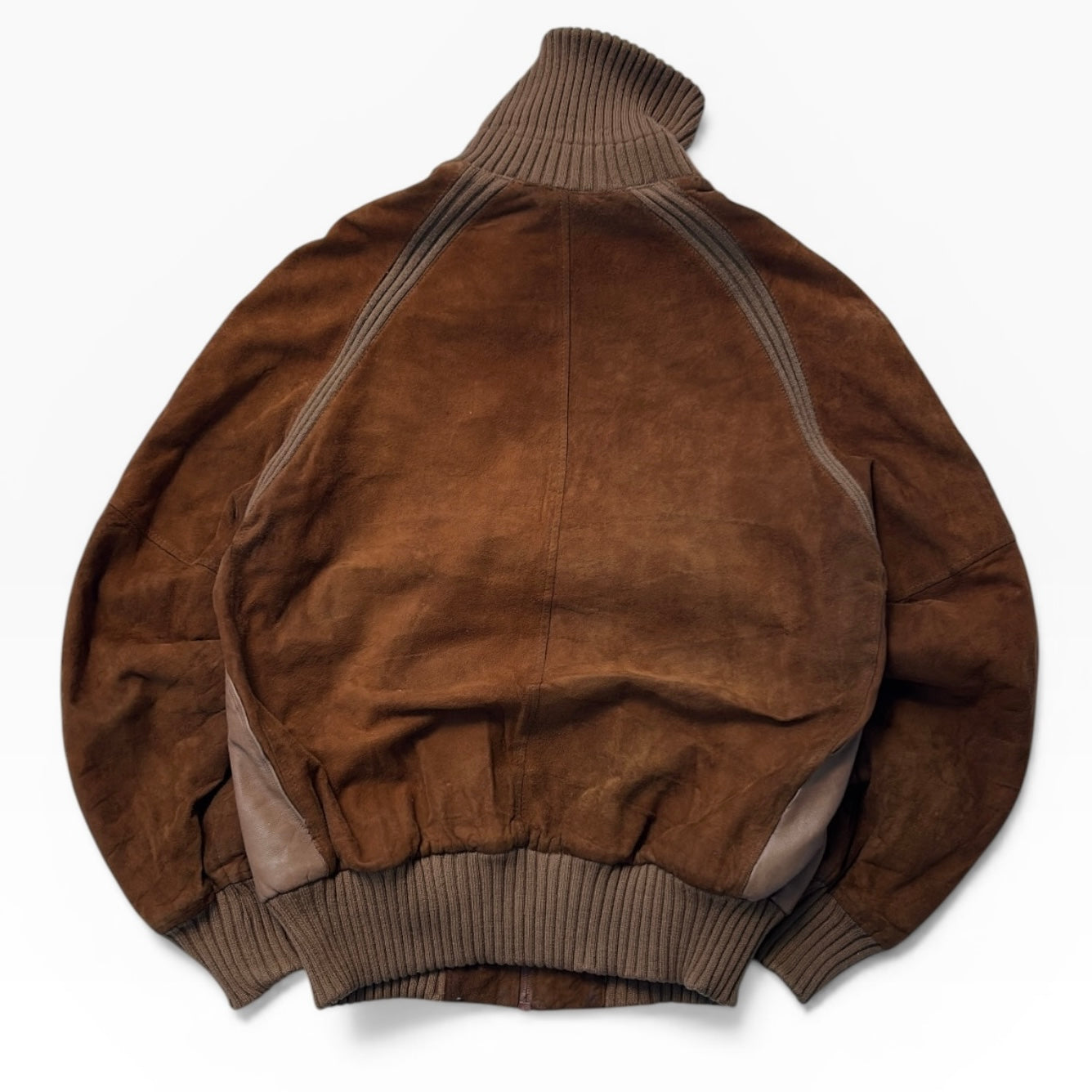 Suede burnt camel full zip bomber