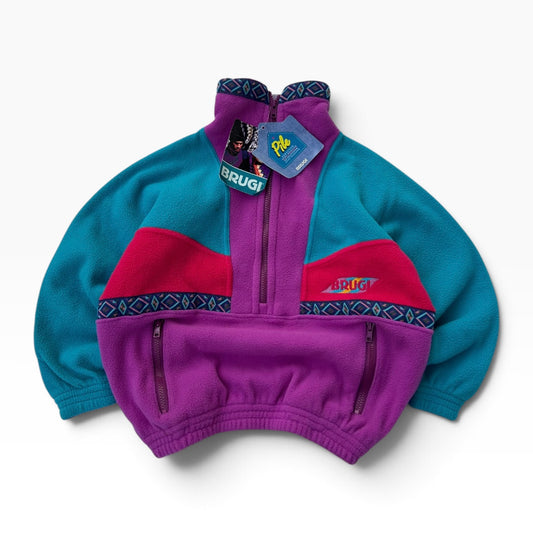 1/4 Zip Brugi cropped 3/4 sleeve colourful fleece