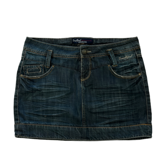 Dark Wash Low-Waist Mini Denim Skirt