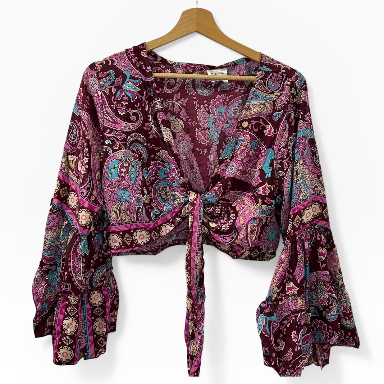 Dead stock retro coloublock hot pink tie top