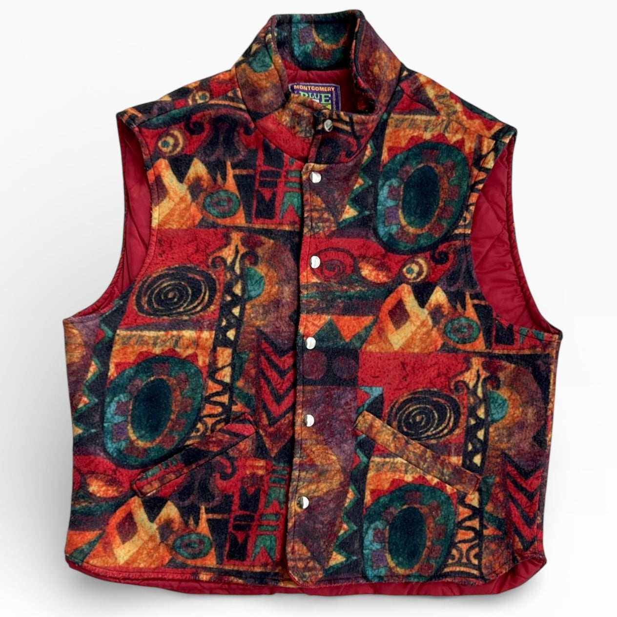 Montgomery Blue 1985 Full button up crazy fleece vest jacket