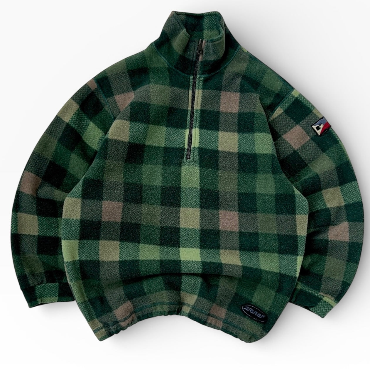 00’s 1/4 Zip Checkers Green tonned fleece