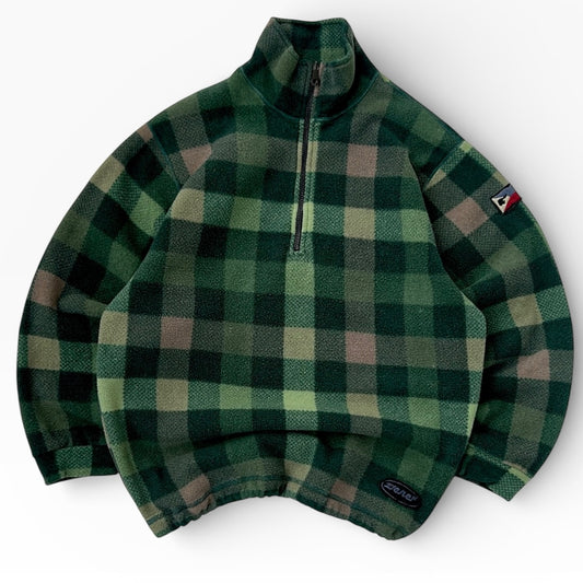 00’s 1/4 Zip Checkers Green tonned fleece