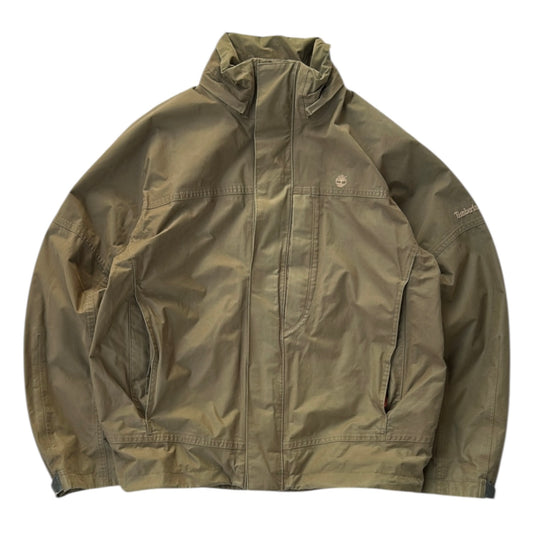 Timberland Khaki Full Zip Adjustable Jacket With Hidden Hoodie