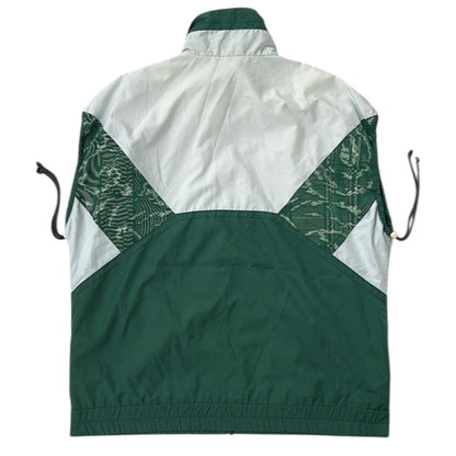Vintage Pattern Green x White Vest Full Zip Jacket